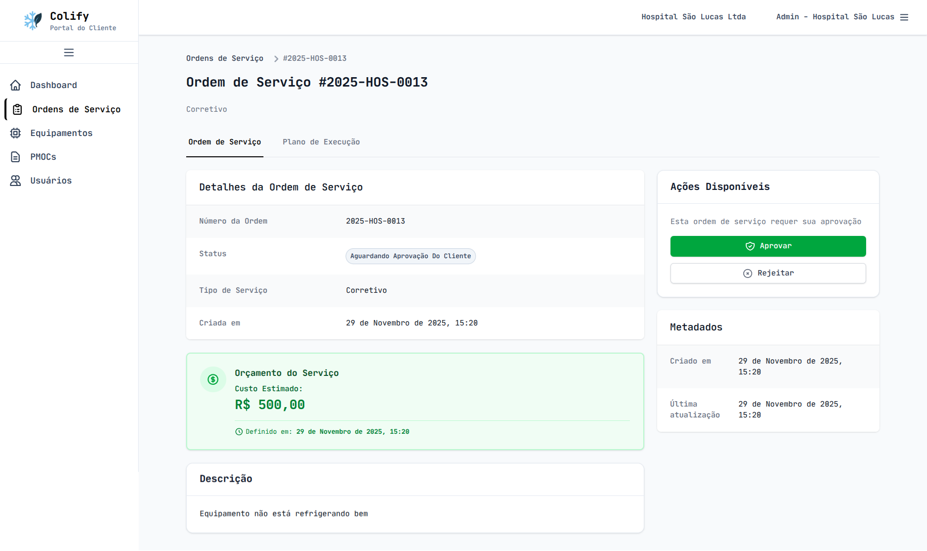 Aprovação de Serviços